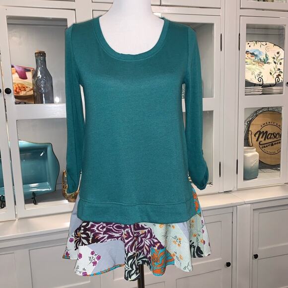 Anthropologie Little Yellow Button Peplum Tunic - Picture 1 of 8